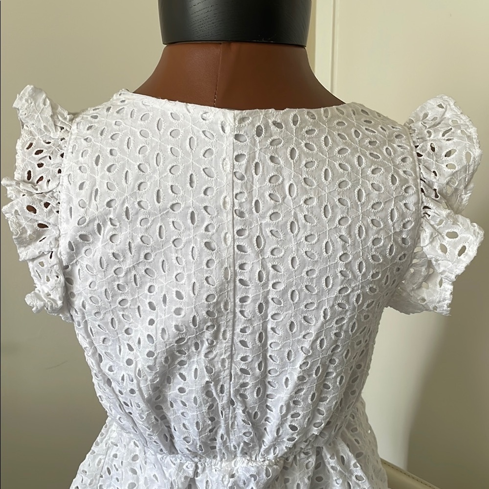 White Eyelet Ruffle Sleeve Top - Picture 3 of 6